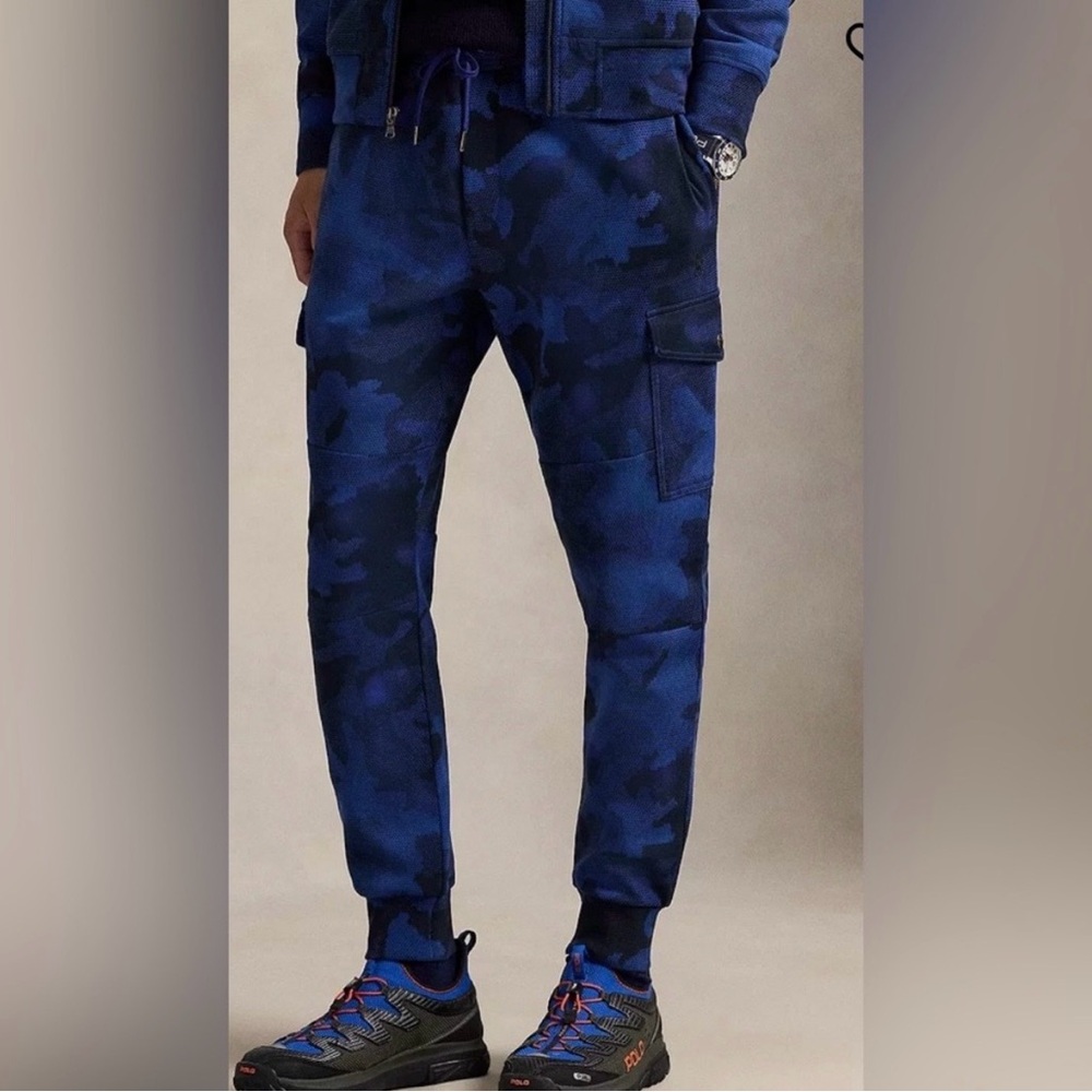 Polo Ralph Lauren Blue Camo Cargo Jogger Sweatpants, NWT